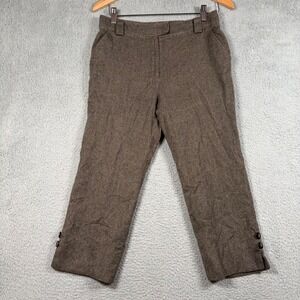 VTG Leilian Original Wool Blend Trouser Button Ankle High Rise Brown Japan 29x21